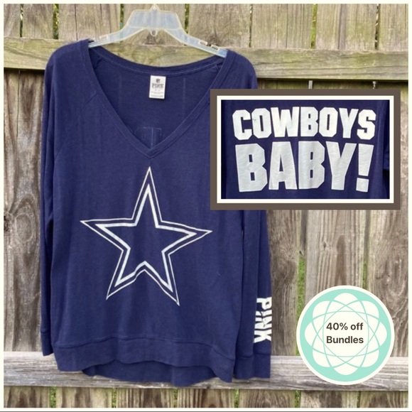 PINK Victoria's Secret Tops - Pink! Cowboys v-neck long sleeve T, Circa 2015, M